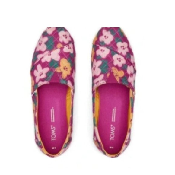 TOMS Alpargata Fuchsia Blooms Quilted Slip On Shoes 10 BNWT 🆕📦⌚🏃🏻💨⚡🚚 - Picture 7 of 15